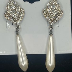 Wedding/formal/bridal‎ Wear Faux Pearl and Diamond Pierced Earrings